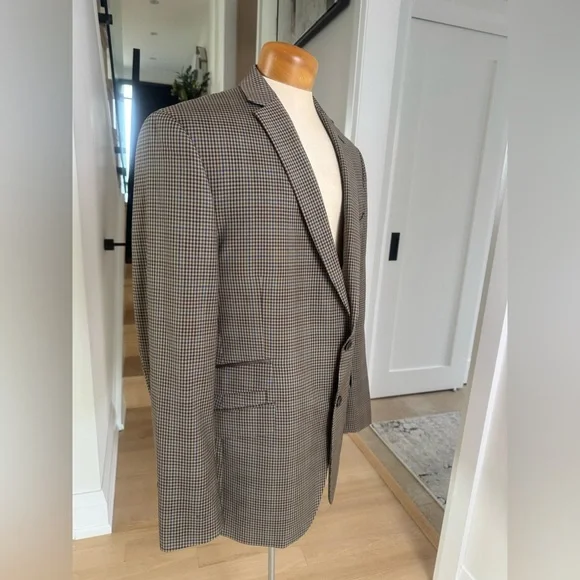 Ted Baker No Ordinary Joe Blazer 44 L Wool Check Sport Coat Blue Lining - Picture 2 of 11